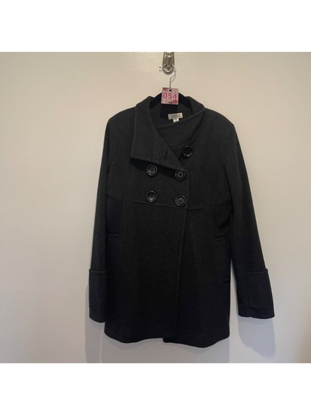 NWOT Barneys New York Black 100% Wool Womens Peacoat Size 8 - Picture 7 of 7